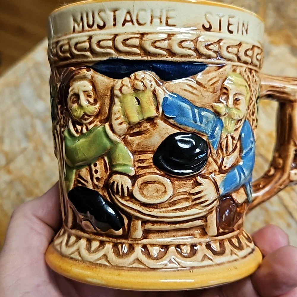 3D Ceramic MUSTACHE Beer Stein Mug Cup